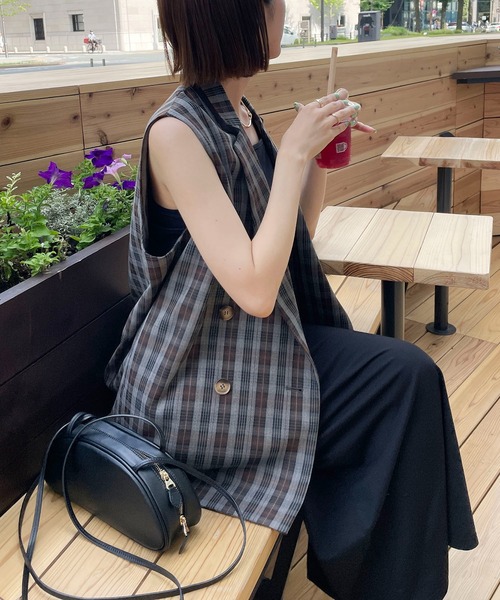 CAPRICIEUX LE'MAGE（カプリシューレマージュ）の「チェックテーラードベスト（ベスト・レディース・グレー・FREE）」の5枚目の写真