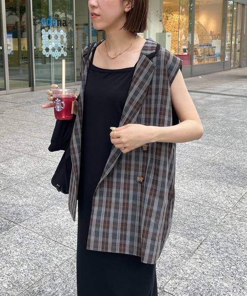 CAPRICIEUX LE'MAGE（カプリシューレマージュ）の「チェックテーラードベスト（ベスト・レディース・グレー・FREE）」の7枚目の写真