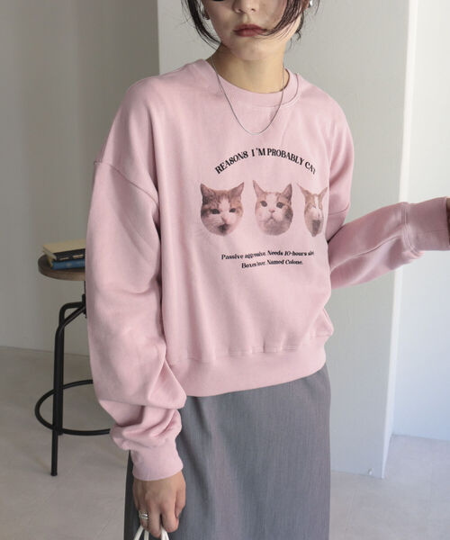 fredy emue(フレディエミュ)の「CATスウェット(スウェット・レディース・ピンク/オフホワイト/ライトグレー・38)」の3枚目の写真