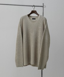 【ZIP FIVE】あぜ編みベーシックワイド クルーネックニットセーター/ ニットクルーネックセーター