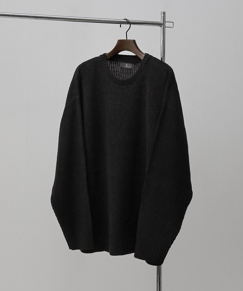 ZIP FIVE（ジップファイブ）の「【ZIP FIVE】あぜ編みベーシックワイド クルーネックニットセーター/ ニットクルーネックセーター（ニット/セーター・メンズ・ブラック/ダークグリーン/ベージュ/ネイビー/グレー/アイボリー・MEDIUM/LARGE/X-LARGE）」の3枚目の写真