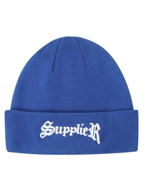 SUPPLIER(サプライヤー)の「A'GEM/9 × .kom『SUPPLIER/サプライヤー』LOGO BEANIE/ロゴニットキャップ(キャップ・メンズ・ブルー/ブラック・FREE)」の6枚目の写真