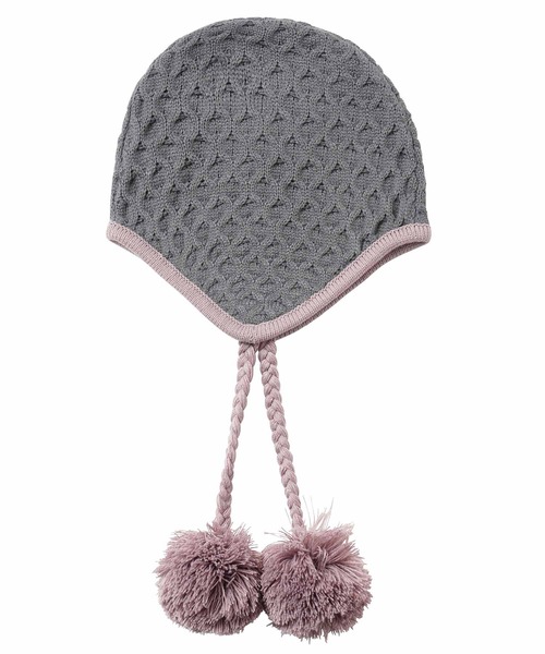 X-girl（エックスガール）の「EAR FLAP KNIT CAP（ニットキャップ/ビーニー・レディース・ブラック/ブラウン/グレー・ONE SIZE）」の3枚目の写真