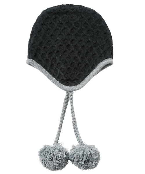 X-girl（エックスガール）の「EAR FLAP KNIT CAP（ニットキャップ/ビーニー・レディース・ブラック/ブラウン/グレー・ONE SIZE）」の2枚目の写真