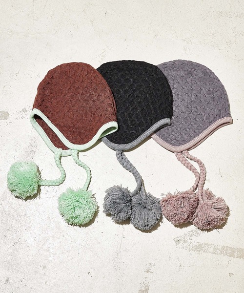 X-girl（エックスガール）の「EAR FLAP KNIT CAP（ニットキャップ/ビーニー・レディース・ブラック/ブラウン/グレー・ONE SIZE）」の10枚目の写真