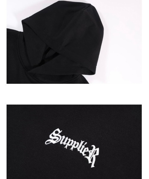 SUPPLIER(サプライヤー)の「【SUPPLIER/サプライヤー】CROSS LOGO HOODIE / スウェット フーディ パーカー ビッグサイズ オーバーサイズ プルオーバー 秋服 冬服 クロス 十字架 ラインストーン(パーカー・メンズ・ベージュ/グリーン/ブラック/ブラック×パープル・XL/L/M/XXL)」の6枚目の写真