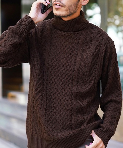 roshell（ロシェル）の「タートルネック フィッシャーマン ケーブル アランニット セーター（ニット/セーター・メンズ・グリーン系その他/ブラック系その他3/ブルー系その他2/ブラウン系その他/ブラック系その他2/ベージュ系その他/グレー系その他3/ブラック系その他/ブラウン系その他2/グレー系その他2/ブルー系その他/ホワイト系その他/グレー系その他/グレー系その他4・SMALL/MEDIUM/LARGE/X-LARGE）」の9枚目の写真
