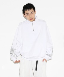 LEGENDA（レジェンダ）の「レジェンダ モノクロームローズ ハーフジップ スウェットシャツ / LEGENDA Monochrome Rose Half-Zip Sweatshirt（スウェット・メンズ）」