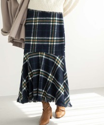 fifth | 【インスタグラマーコラボ】【低身長向けサイズあり】裾フリンジチェックマーメイドスカート(スカート)