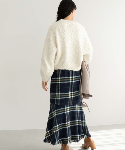 fifth（フィフス）の「【低身長向けサイズあり】裾フリンジチェックマーメイドスカート（スカート・レディース・ネイビー/ブラック/グリーン・M/XS）」の7枚目の写真
