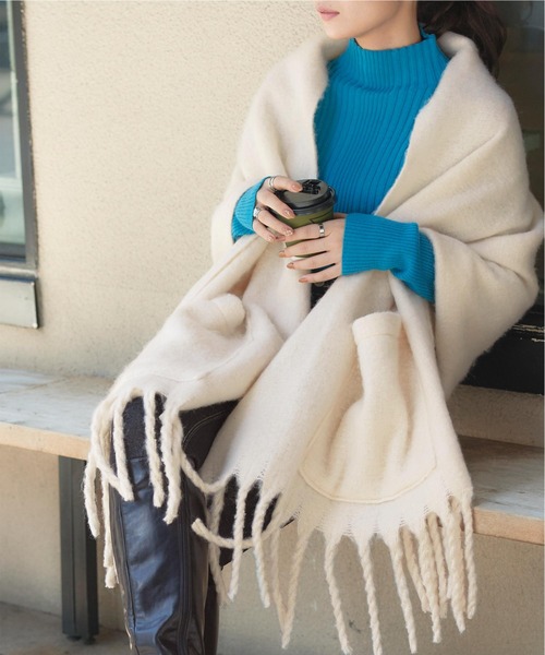 titivate（ティティベイト）の「2way大判ストール（マフラー・レディース・ピンク系その他/ブルー/モカ/アイボリー・FREE）」の2枚目の写真
