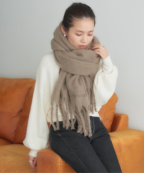 titivate（ティティベイト）の「2way大判ストール（マフラー・レディース・ピンク系その他/ブルー/モカ/アイボリー・FREE）」の3枚目の写真