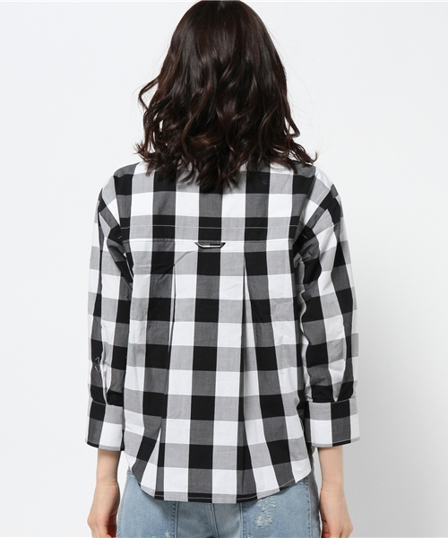 WHO'S WHO gallery（フーズフーギャラリー）の「ギンガムデザインシャツ（シャツ/ブラウス・レディース・ブラック/ネイビー・FREE）」の13枚目の写真