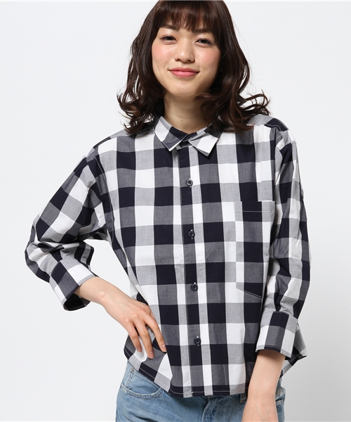 WHO'S WHO gallery（フーズフーギャラリー）の「ギンガムデザインシャツ（シャツ/ブラウス・レディース・ブラック/ネイビー・FREE）」の10枚目の写真