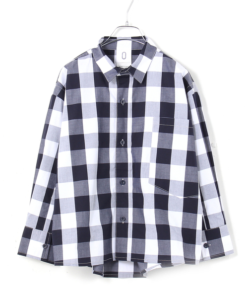 WHO'S WHO gallery（フーズフーギャラリー）の「ギンガムデザインシャツ（シャツ/ブラウス・レディース・ブラック/ネイビー・FREE）」の4枚目の写真