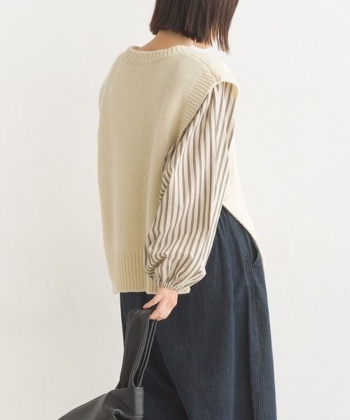 OMNES（オムネス）の「シェットランドウールサイドオープンベスト（ベスト・レディース・ブラック/ブラウン/グレー/アイボリー・FREE）」の7枚目の写真