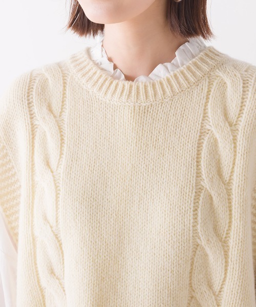 OMNES（オムネス）の「シェットランドウールサイドオープンベスト（ベスト・レディース・ブラック/ブラウン/グレー/アイボリー・FREE）」の15枚目の写真