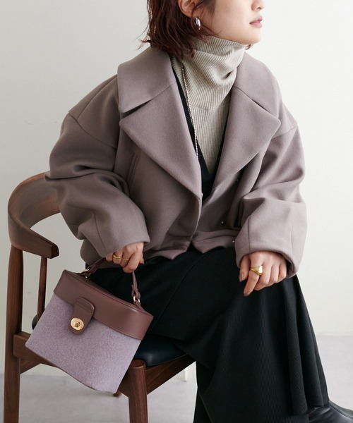 And Couture ウールメルトンショートジャケットコート アンドクチュール AND COUTURE ウールメルトンショート