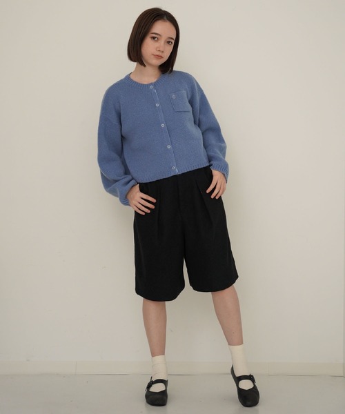 omom sot（オムオムソット）の「ショート丈 ニット カーディガン omom sot（カーディガン/ボレロ・レディース・ダークブラウン/ブルー/アイボリー/ラベンダー・M）」の11枚目の写真