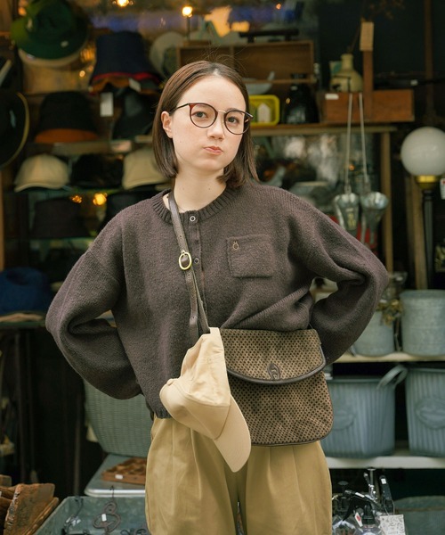 omom sot（オムオムソット）の「ショート丈 ニット カーディガン omom sot（カーディガン/ボレロ・レディース・ダークブラウン/ブルー/アイボリー/ラベンダー・M）」の12枚目の写真