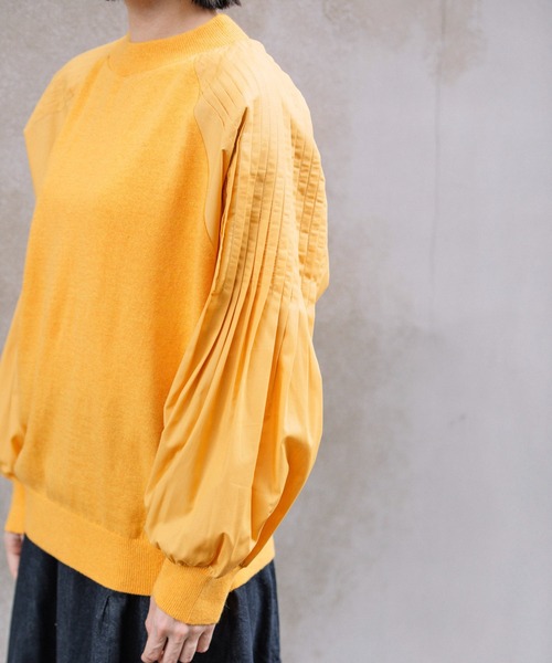 Munich（ミューニック）の「レーヨンアンゴラニット×タックスリーブブラウス（ニット/セーター・レディース・オフホワイト/オレンジ/グリーン・FREE）」の22枚目の写真