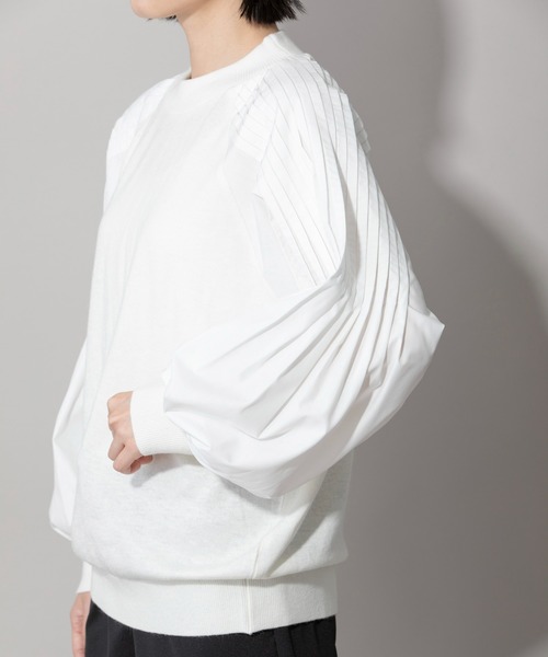 Munich（ミューニック）の「レーヨンアンゴラニット×タックスリーブブラウス（ニット/セーター・レディース・オフホワイト/オレンジ/グリーン・FREE）」の20枚目の写真