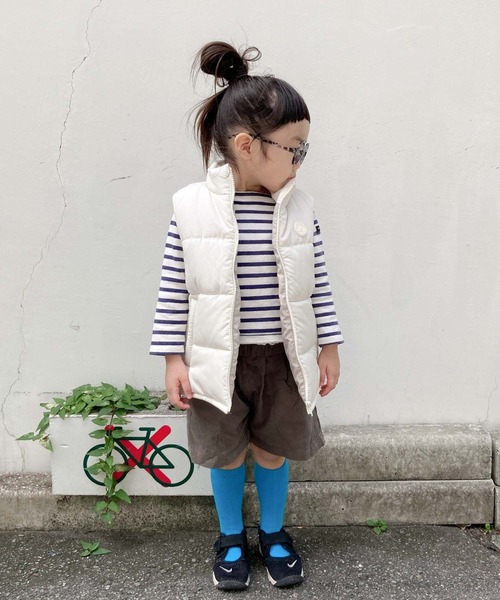 CIAOPANIC TYPY（チャオパニックティピー）の「【KIDS】フェイクダウン配色モンスターベスト/中綿ベスト（ダウンベスト・キッズ・キャメル/アイボリー/ブラック・S/M/L/XL/XXL）」の9枚目の写真