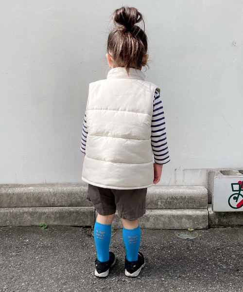 CIAOPANIC TYPY（チャオパニックティピー）の「【KIDS】フェイクダウン配色モンスターベスト/中綿ベスト（ダウンベスト・キッズ・キャメル/アイボリー/ブラック・S/M/L/XL/XXL）」の11枚目の写真