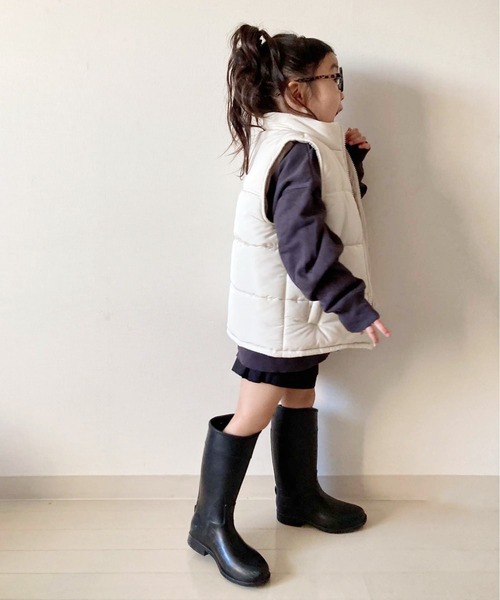 CIAOPANIC TYPY（チャオパニックティピー）の「【KIDS】フェイクダウン配色モンスターベスト/中綿ベスト（ダウンベスト・キッズ・キャメル/アイボリー/ブラック・S/M/L/XL/XXL）」の7枚目の写真