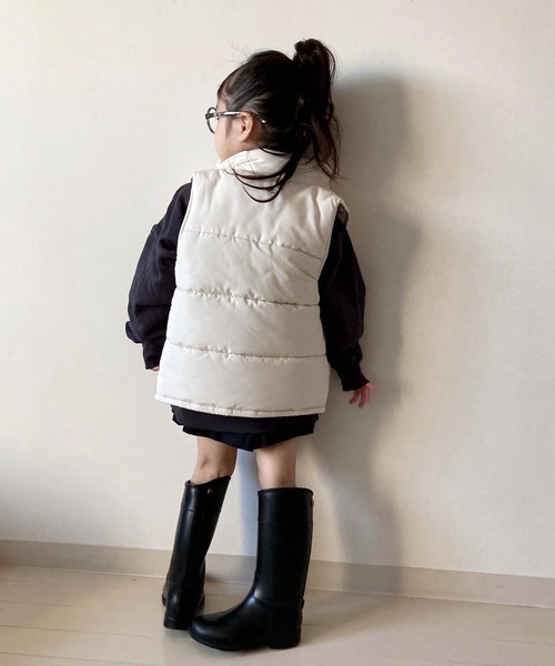 CIAOPANIC TYPY（チャオパニックティピー）の「【KIDS】フェイクダウン配色モンスターベスト/中綿ベスト（ダウンベスト・キッズ・キャメル/アイボリー/ブラック・S/M/L/XL/XXL）」の8枚目の写真