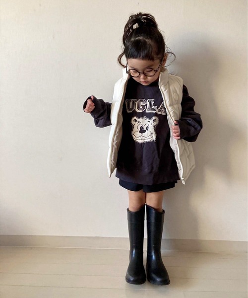 CIAOPANIC TYPY（チャオパニックティピー）の「【KIDS】フェイクダウン配色モンスターベスト/中綿ベスト（ダウンベスト・キッズ・キャメル/アイボリー/ブラック・S/M/L/XL/XXL）」の5枚目の写真