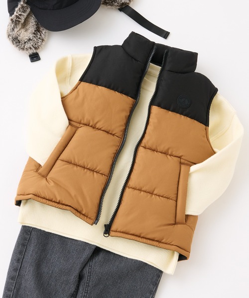 CIAOPANIC TYPY（チャオパニックティピー）の「【KIDS】フェイクダウン配色モンスターベスト/中綿ベスト（ダウンベスト・キッズ・キャメル/アイボリー/ブラック・S/M/L/XL/XXL）」の15枚目の写真