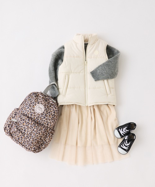 CIAOPANIC TYPY（チャオパニックティピー）の「【KIDS】フェイクダウン配色モンスターベスト/中綿ベスト（ダウンベスト・キッズ・キャメル/アイボリー/ブラック・S/M/L/XL/XXL）」の16枚目の写真