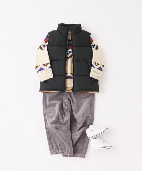 CIAOPANIC TYPY（チャオパニックティピー）の「【KIDS】フェイクダウン配色モンスターベスト/中綿ベスト（ダウンベスト・キッズ・キャメル/アイボリー/ブラック・S/M/L/XL/XXL）」の17枚目の写真