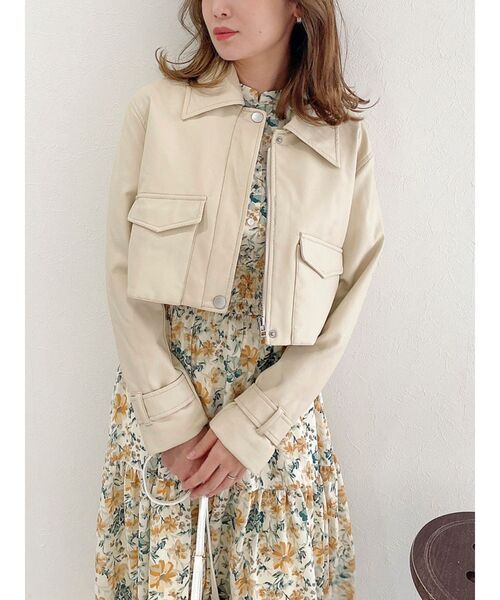 dazzlin（ダズリン）の「スーパーショートジャケット（ライダースジャケット・レディース・アイボリー/その他1/ブラック・FREE）」の16枚目の写真