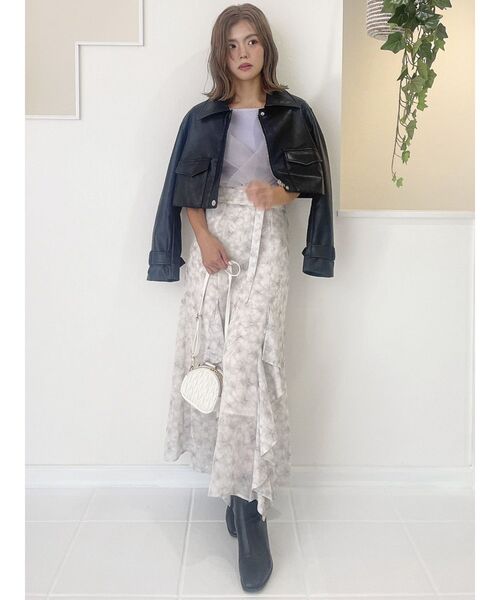 dazzlin（ダズリン）の「スーパーショートジャケット（ライダースジャケット・レディース・アイボリー/その他1/ブラック・FREE）」の19枚目の写真