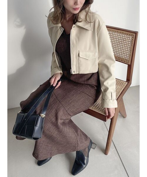 dazzlin（ダズリン）の「スーパーショートジャケット（ライダースジャケット・レディース・アイボリー/その他1/ブラック・FREE）」の8枚目の写真