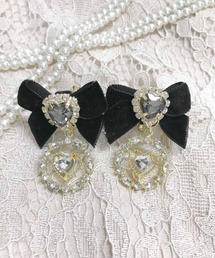 サークルビジュハートベロアリボンイヤリング