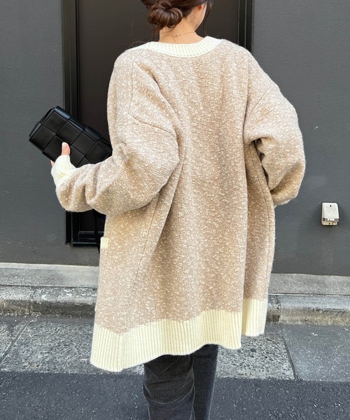 CAPRICIEUX LE'MAGE（カプリシューレマージュ）の「ツイード風ミドルカーディガン（カーディガン/ボレロ・レディース・ベージュ/チャコールグレー・FREE）」の14枚目の写真