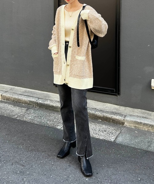 CAPRICIEUX LE'MAGE（カプリシューレマージュ）の「ツイード風ミドルカーディガン（カーディガン/ボレロ・レディース・ベージュ/チャコールグレー・FREE）」の16枚目の写真