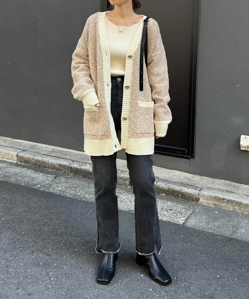 CAPRICIEUX LE'MAGE（カプリシューレマージュ）の「ツイード風ミドルカーディガン（カーディガン/ボレロ・レディース・ベージュ/チャコールグレー・FREE）」の19枚目の写真