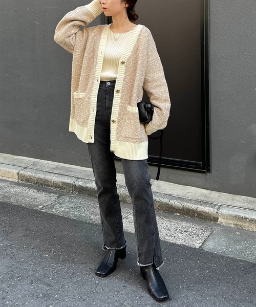 CAPRICIEUX LE'MAGE（カプリシューレマージュ）の「ツイード風ミドルカーディガン（カーディガン/ボレロ・レディース・ベージュ/チャコールグレー・FREE）」の20枚目の写真