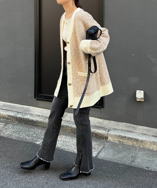 CAPRICIEUX LE'MAGE（カプリシューレマージュ）の「ツイード風ミドルカーディガン（カーディガン/ボレロ・レディース・ベージュ/チャコールグレー・FREE）」の17枚目の写真