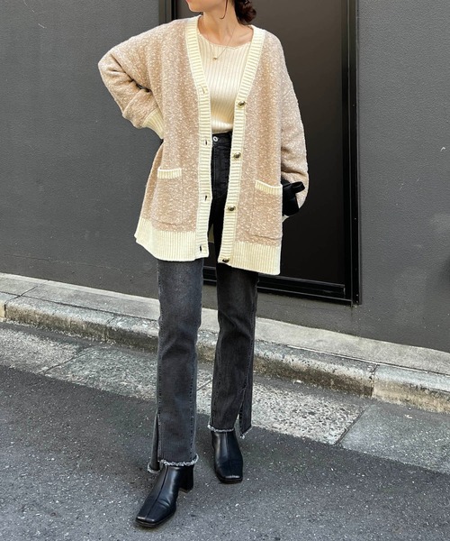 CAPRICIEUX LE'MAGE（カプリシューレマージュ）の「ツイード風ミドルカーディガン（カーディガン/ボレロ・レディース・ベージュ/チャコールグレー・FREE）」の18枚目の写真