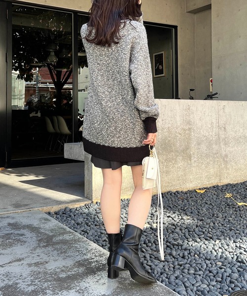 CAPRICIEUX LE'MAGE（カプリシューレマージュ）の「ツイード風ミドルカーディガン（カーディガン/ボレロ・レディース・ベージュ/チャコールグレー・FREE）」の9枚目の写真