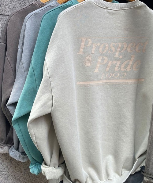 Dalfwin（ダールフィン）の「2022 AW 秋冬 韓国ファッション スウェット レディース ユニセックス 裏起毛あり　Prospectプリントスウェット トレーナー オーバーサイズ ビッグシルエット 男女兼用 ペア（スウェット・レディース・ブラウン/グレー/ミント/ベージュ・FREE）」の8枚目の写真