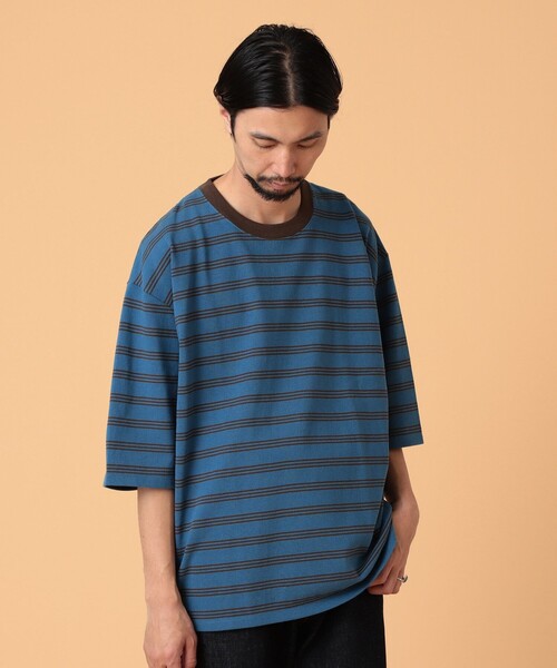 BEAMS LIGHTS(ビームスライツ)の「BEAMS LIGHTS / エクストラ ヘビーウェイト ボーダー Tシャツ(Tシャツ/カットソー・メンズ・ホワイト/ネイビー/グリーン系その他2・SMALL/MEDIUM/LARGE)」の1枚目の写真