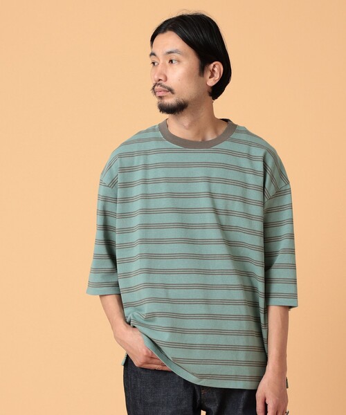 BEAMS LIGHTS(ビームスライツ)の「BEAMS LIGHTS / エクストラ ヘビーウェイト ボーダー Tシャツ(Tシャツ/カットソー・メンズ・ホワイト/ネイビー/グリーン系その他2・SMALL/MEDIUM/LARGE)」の3枚目の写真