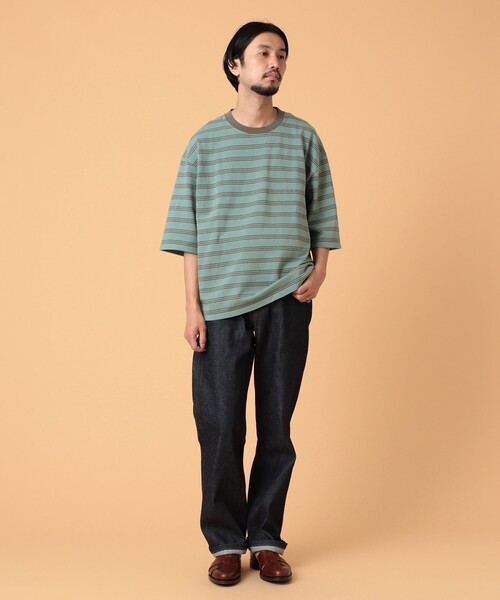 BEAMS LIGHTS(ビームスライツ)の「BEAMS LIGHTS / エクストラ ヘビーウェイト ボーダー Tシャツ(Tシャツ/カットソー・メンズ・ホワイト/ネイビー/グリーン系その他2・SMALL/MEDIUM/LARGE)」の6枚目の写真