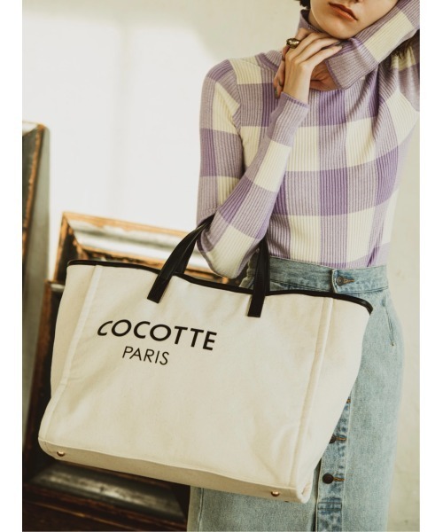 Soir,5 COCOTTE PARIS(ソワールイブニングココットパリ)の「Cocotte parisロゴキャンバストートバッグ_L(ハンドバッグ・レディース・ホワイト/ブラック/キャメル・FREE)」の21枚目の写真